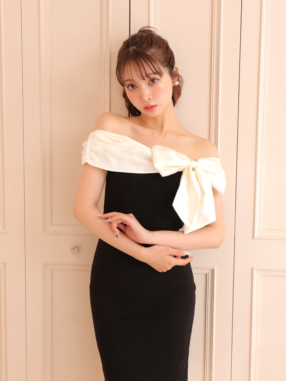 Ribbon docking off shoulder knit tops(eme10491) – M me eme