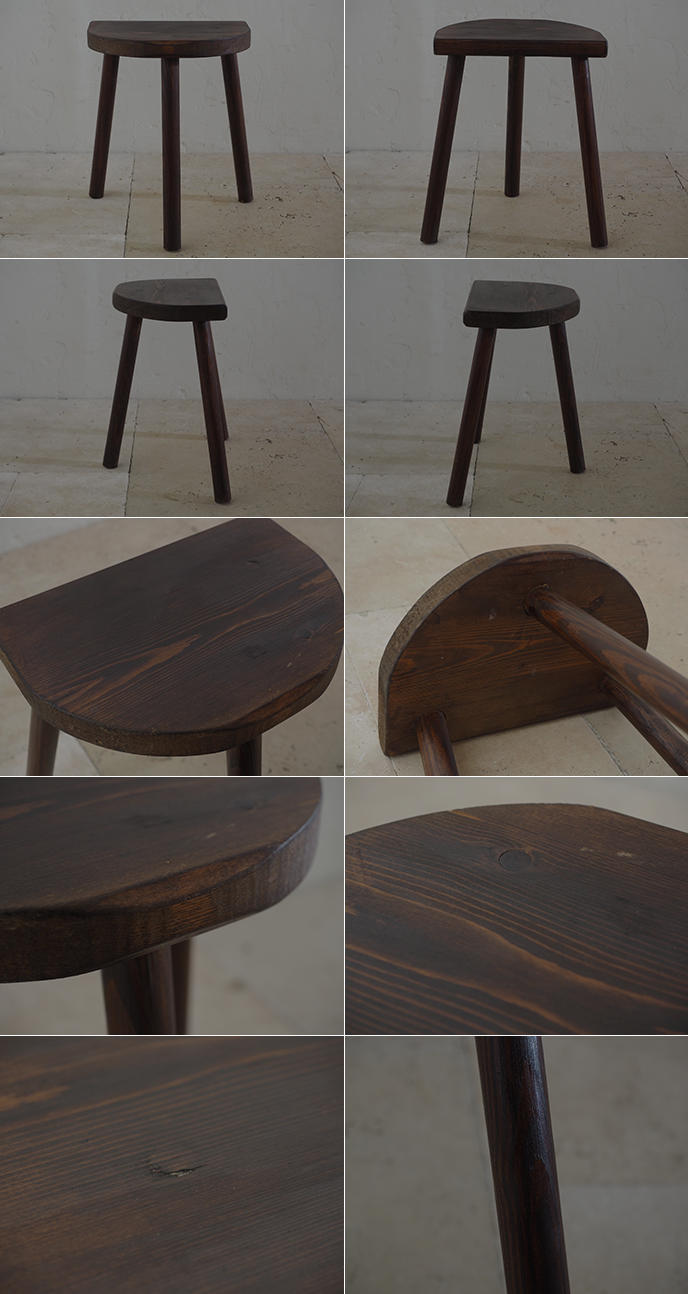 フランス ヴィンテージ 半円型 三脚スツール | MANSIKKA