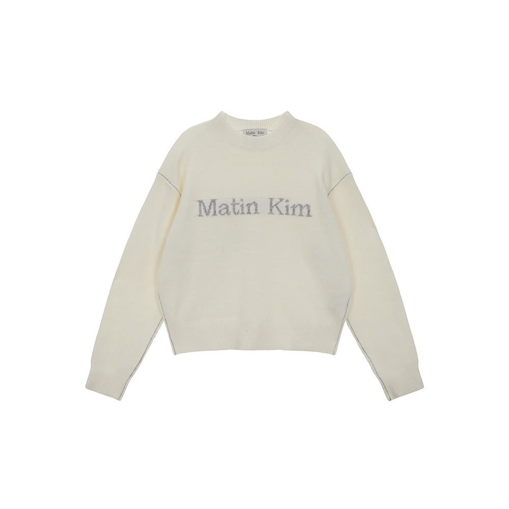 COLOR LINE POINT LOGO KNIT PULLOVER IN IVORY – Matin Kim