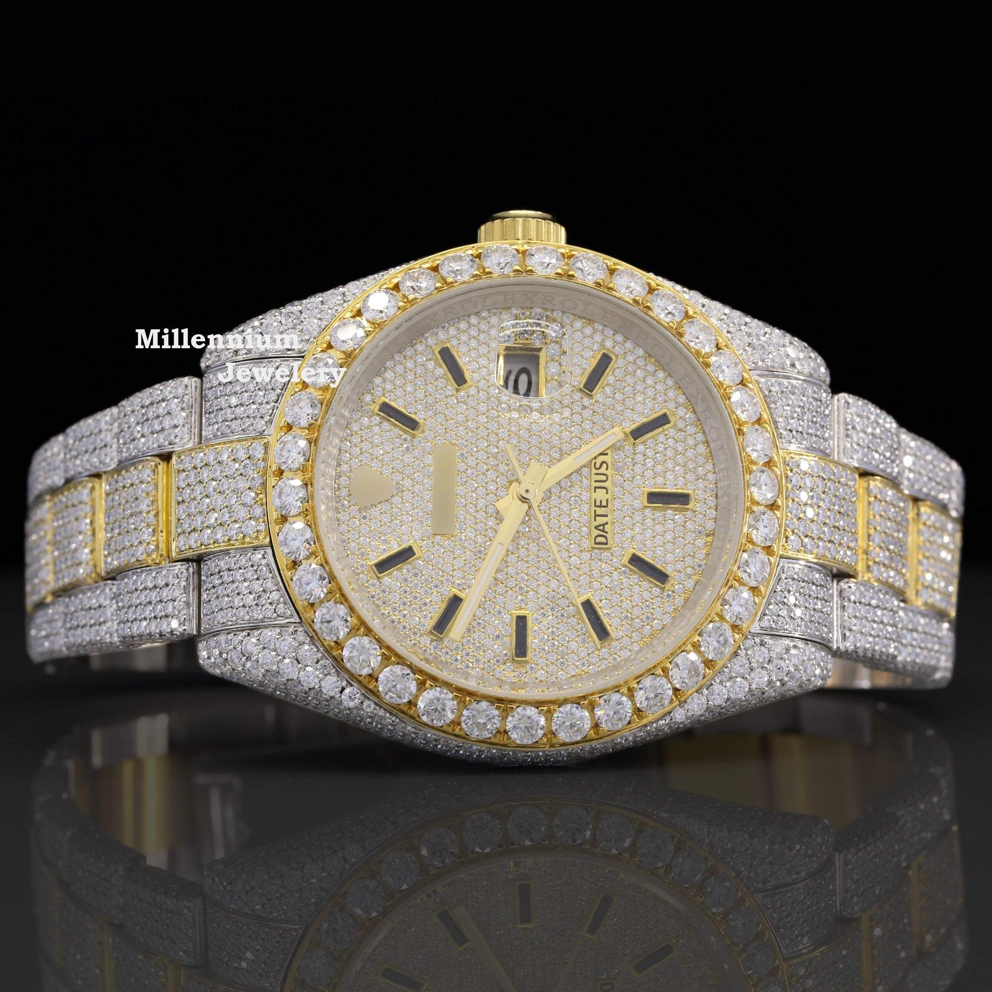 Classic Fully Iced Out Moissanite Watch With Japan Automatic