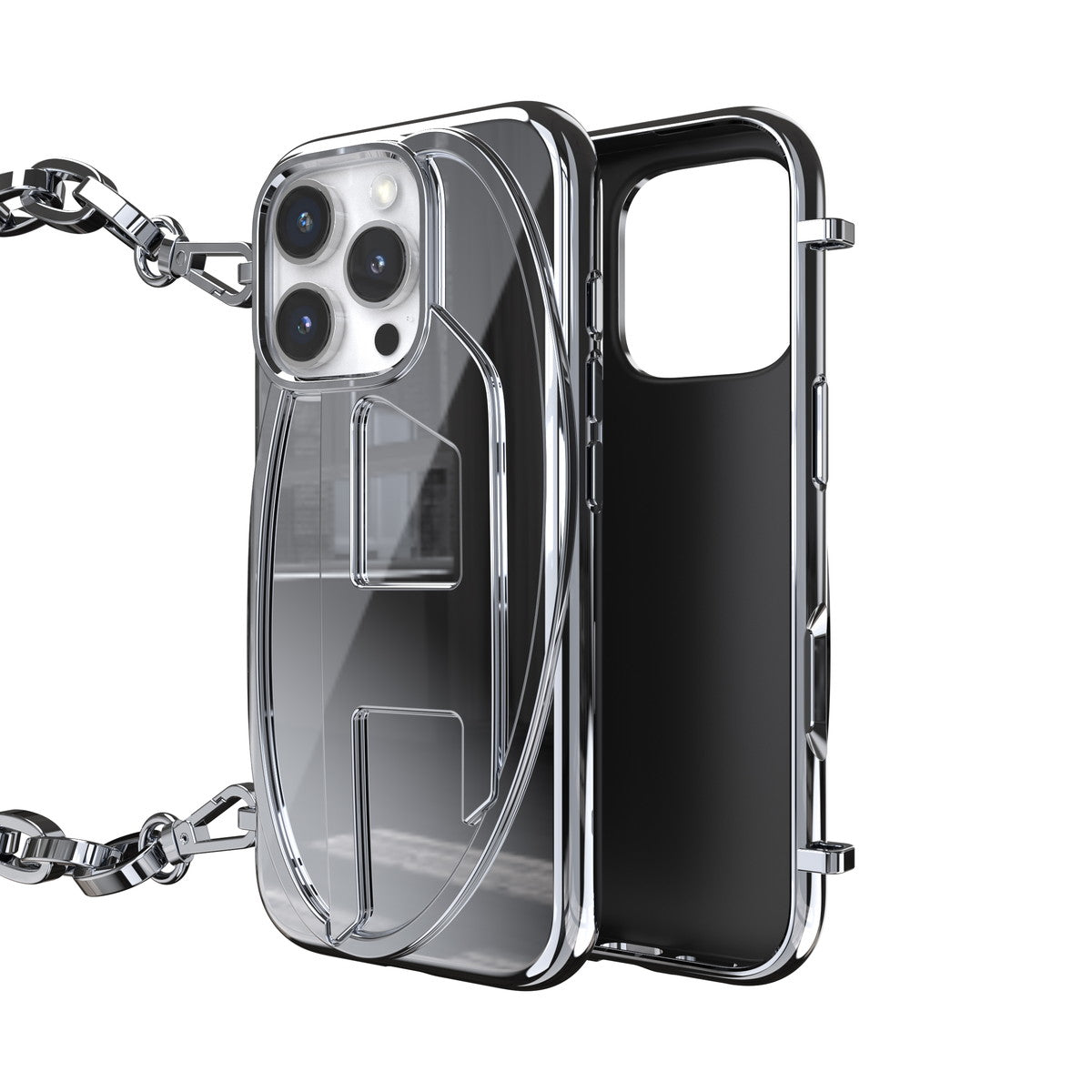 iPhone 16 Proケース Oval D GLOSSY CHAIN シルバー – MiraiSell