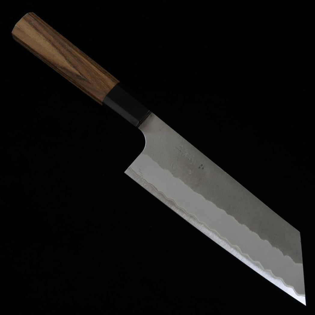 二唐刃物鍛造所 NIGARA 青紙スーパー黒打 切付菜切 チーク八角柄