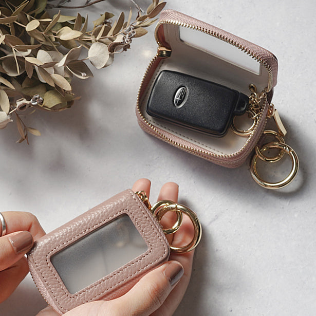 本革バイカラークリア窓付きスマートキーケース（選べる2タイプ