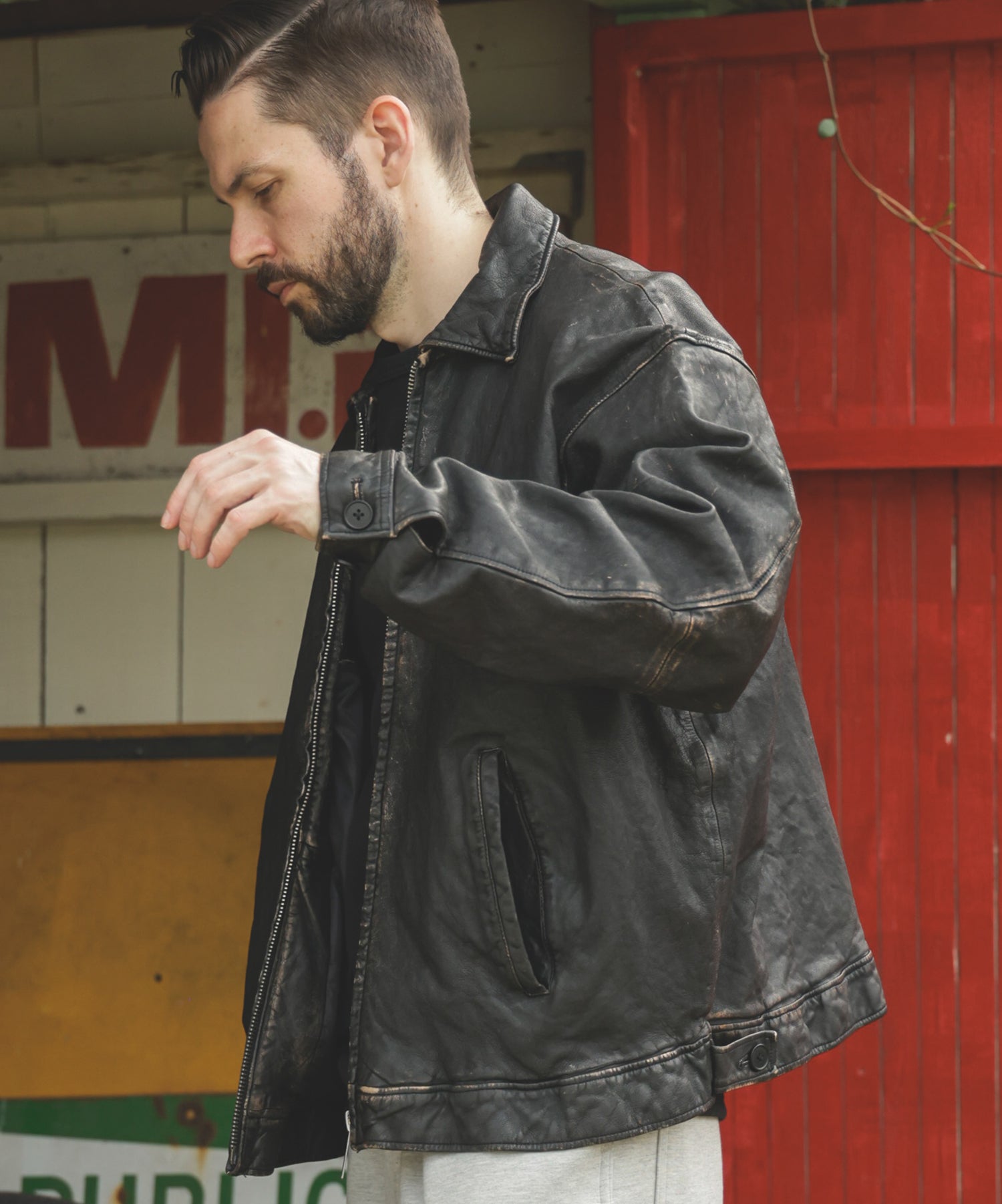 VINTAGE CRAFT SHEEP LEATHER / OVERSIZE RIDERS / M253122 – MR.OLIVE