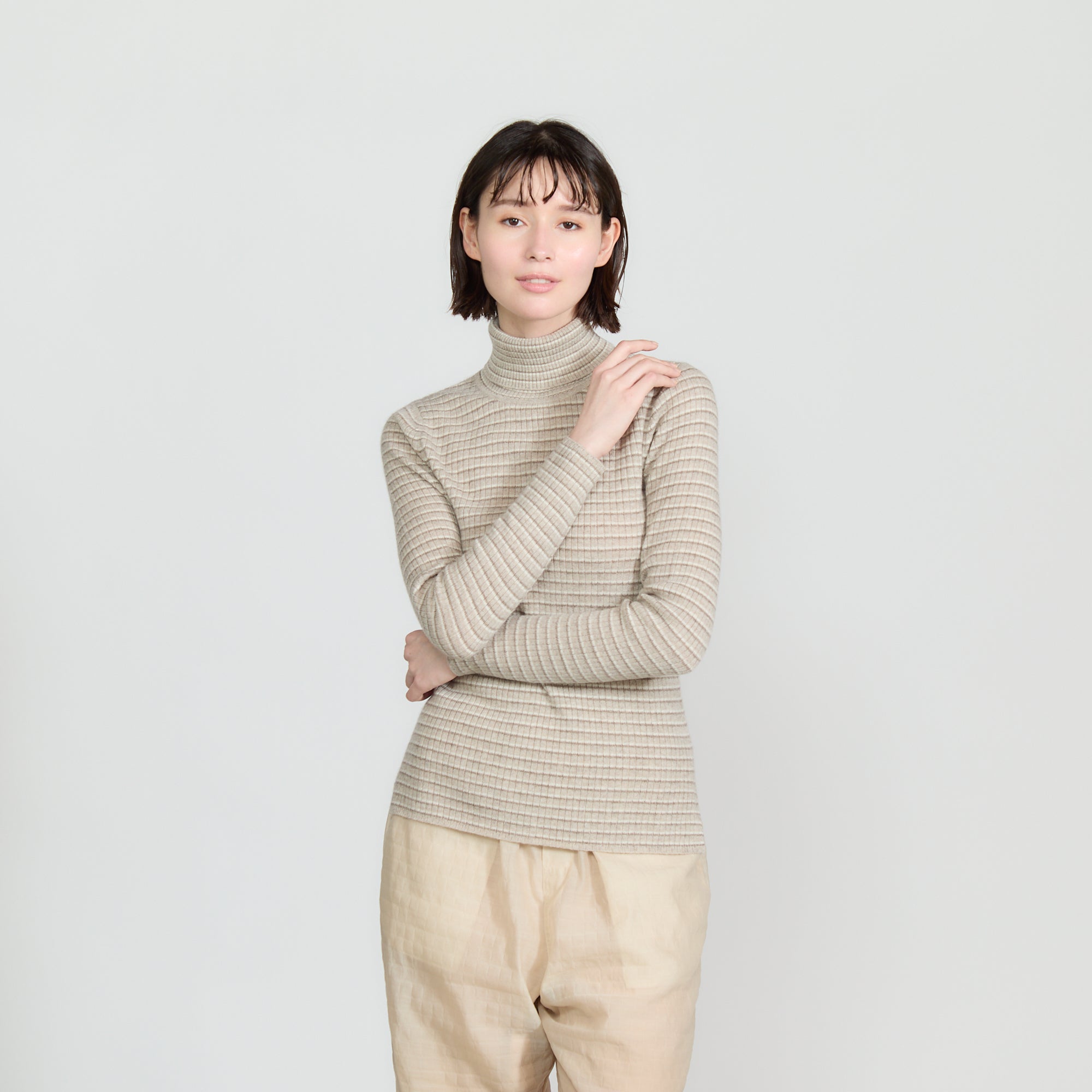 cashmere rib knit turtle neck(カシミヤリブニットタートルネック)