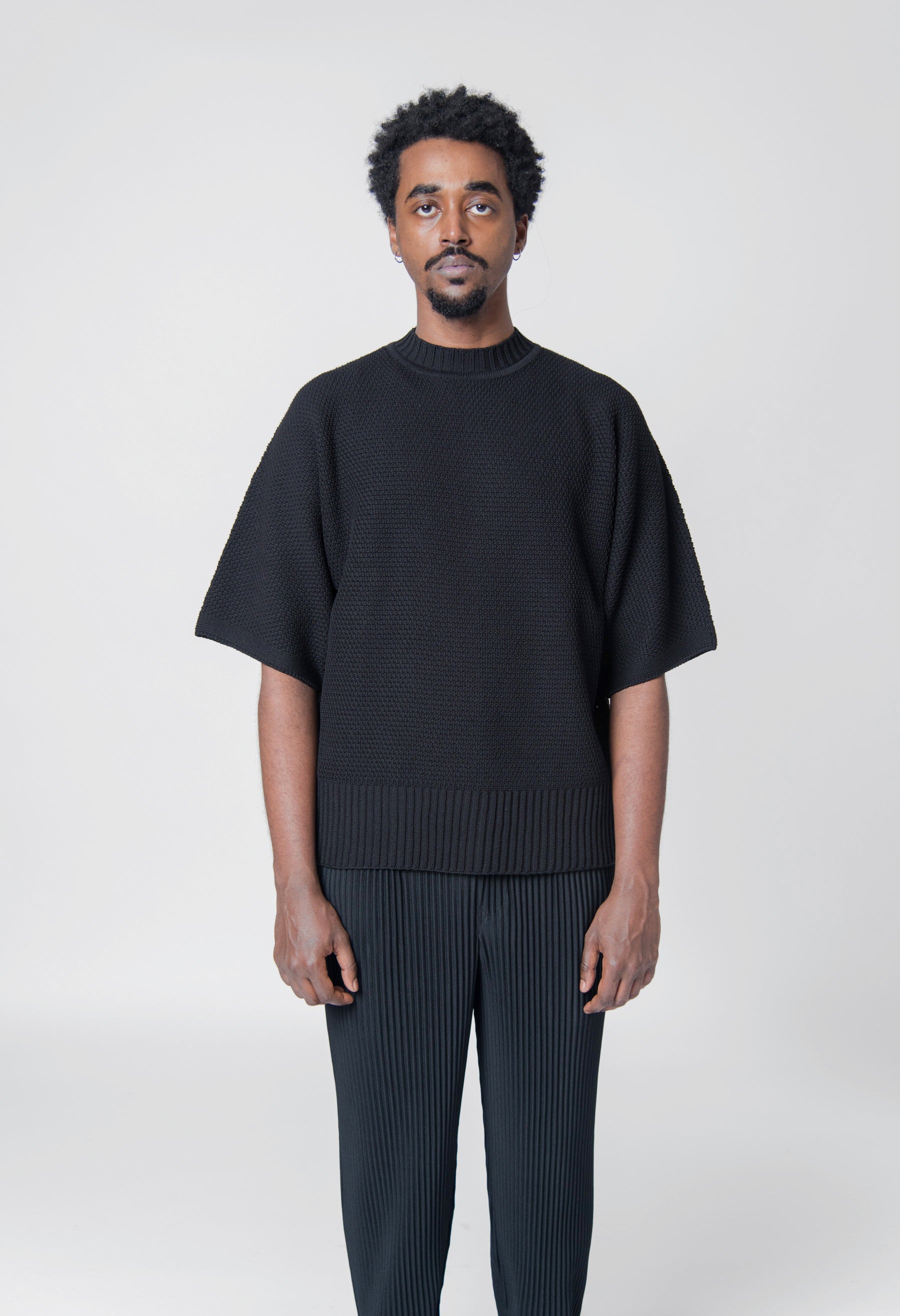 Homme Plisse Issey Miyake Rustic Knit Sweater Black KN211-15 – NOMAD