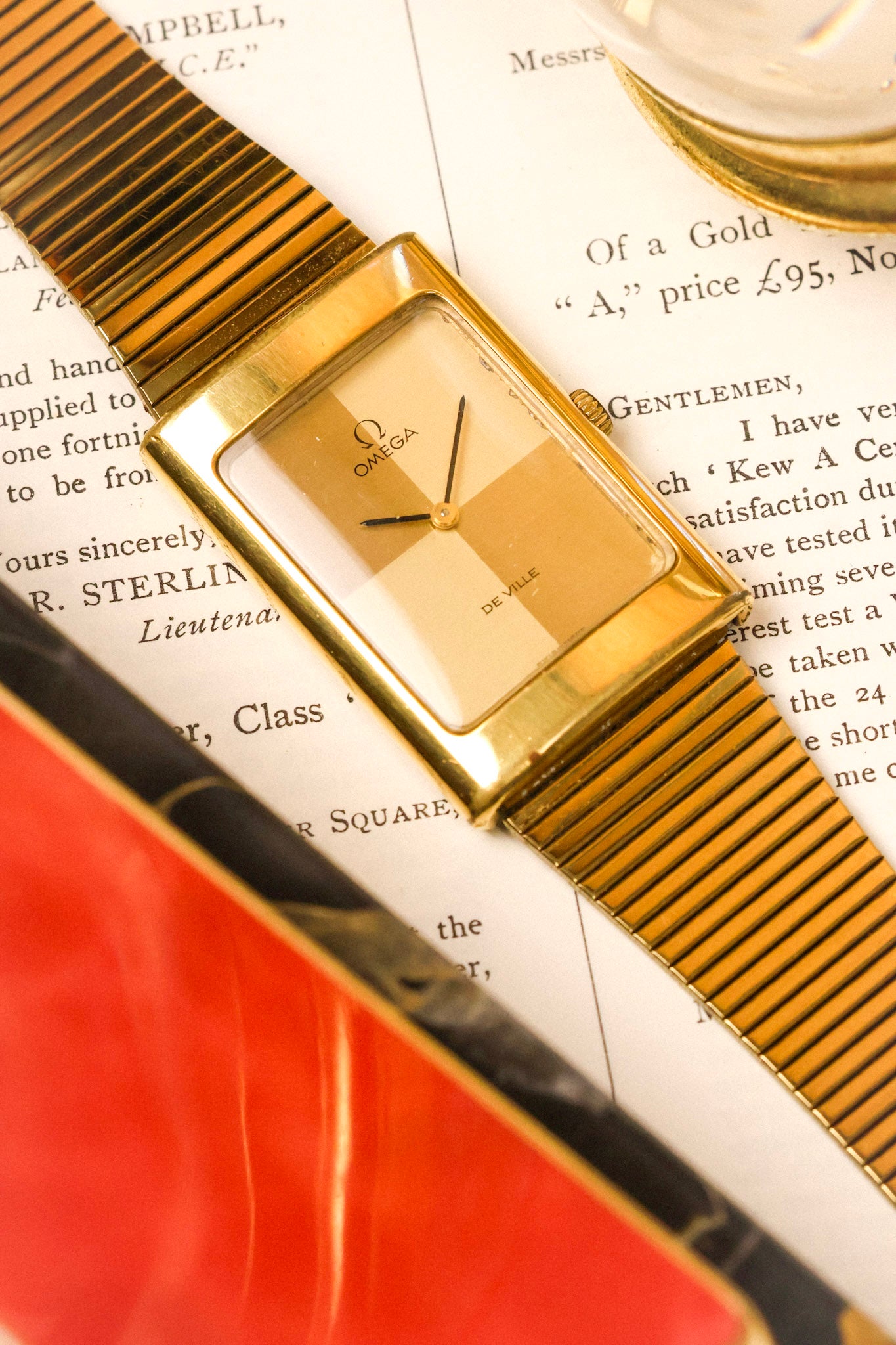 1970s Omega De Ville Golden Quadrant Jumbo Tank – Oldtimer Watch Shop