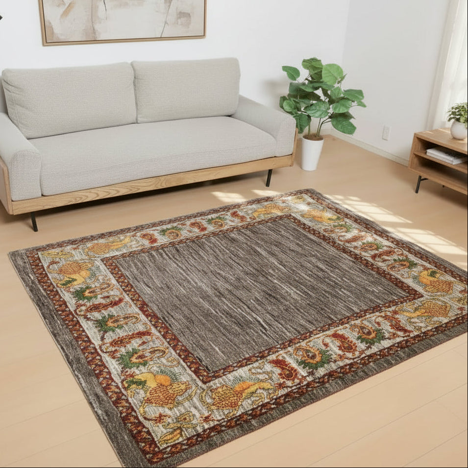 ギャッベ,ルリバフ,ラグ,203×154cm,手織り,ウール,ペルシャ絨毯,グレー