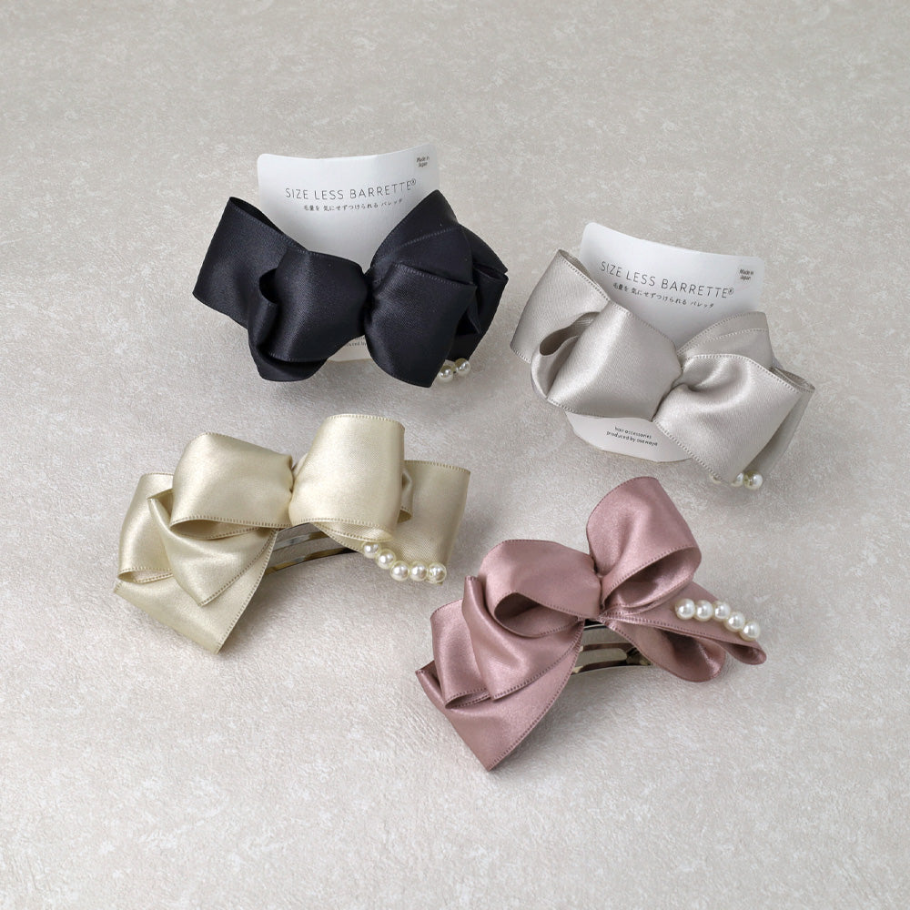 バレッタ リボン サテン パール サイズレスバレッタ – OSEWAYA