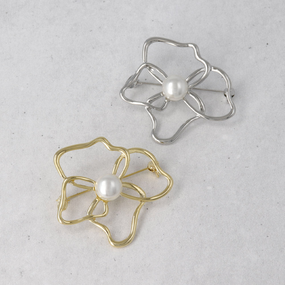 ブローチ ステンレス メタル フラワー 花 パール ピンタイプ – OSEWAYA