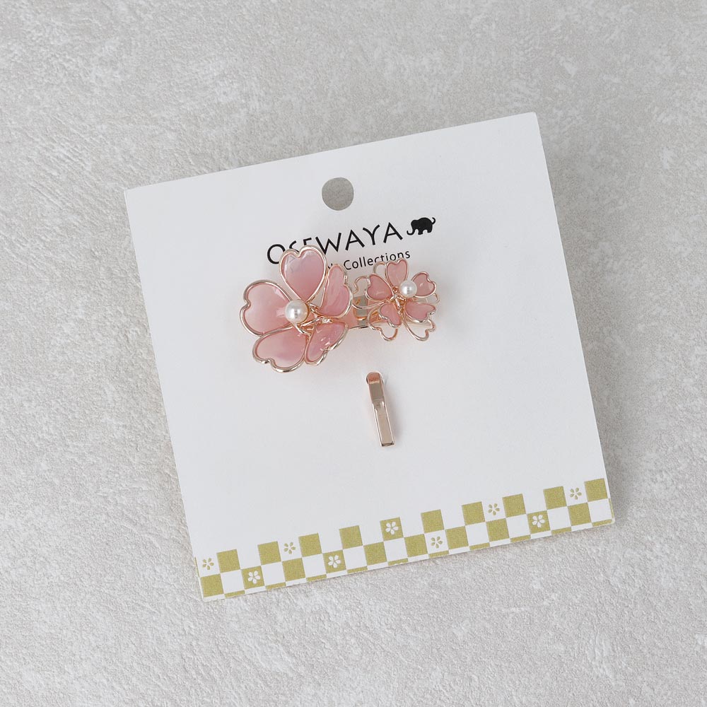 ヘアカフ ニッケルフリー メタル ダブル 桜 ワイヤーフラワー パール