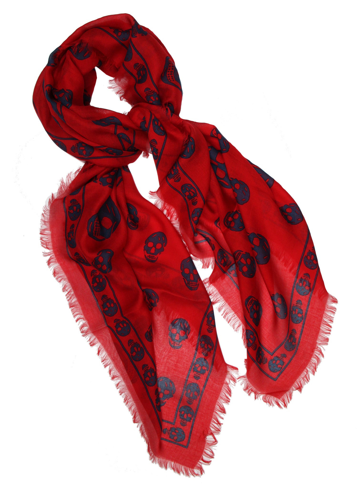 Alexander McQueen Classic Pashmina Skull Scarf Red/Blue – CULTSTATUS