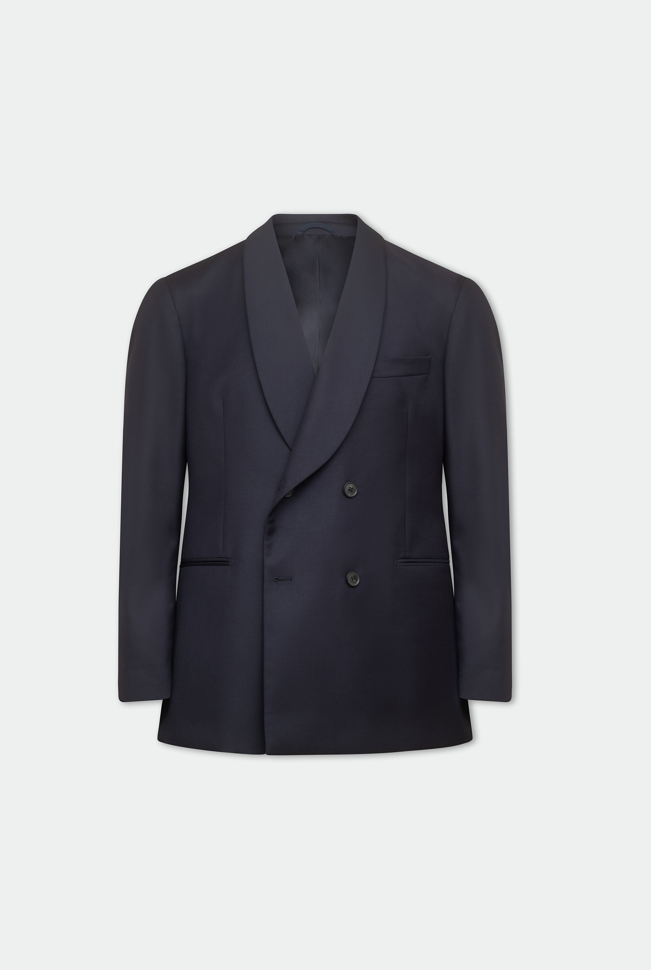 Hendrix Navy Double-Breasted Shawl Wool Jacket | Casely-Hayford