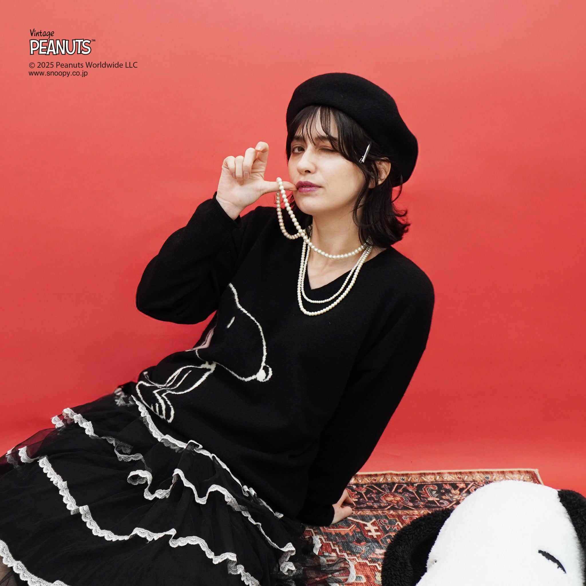 PEANUTS × CASHYAGE】Vネックセーター