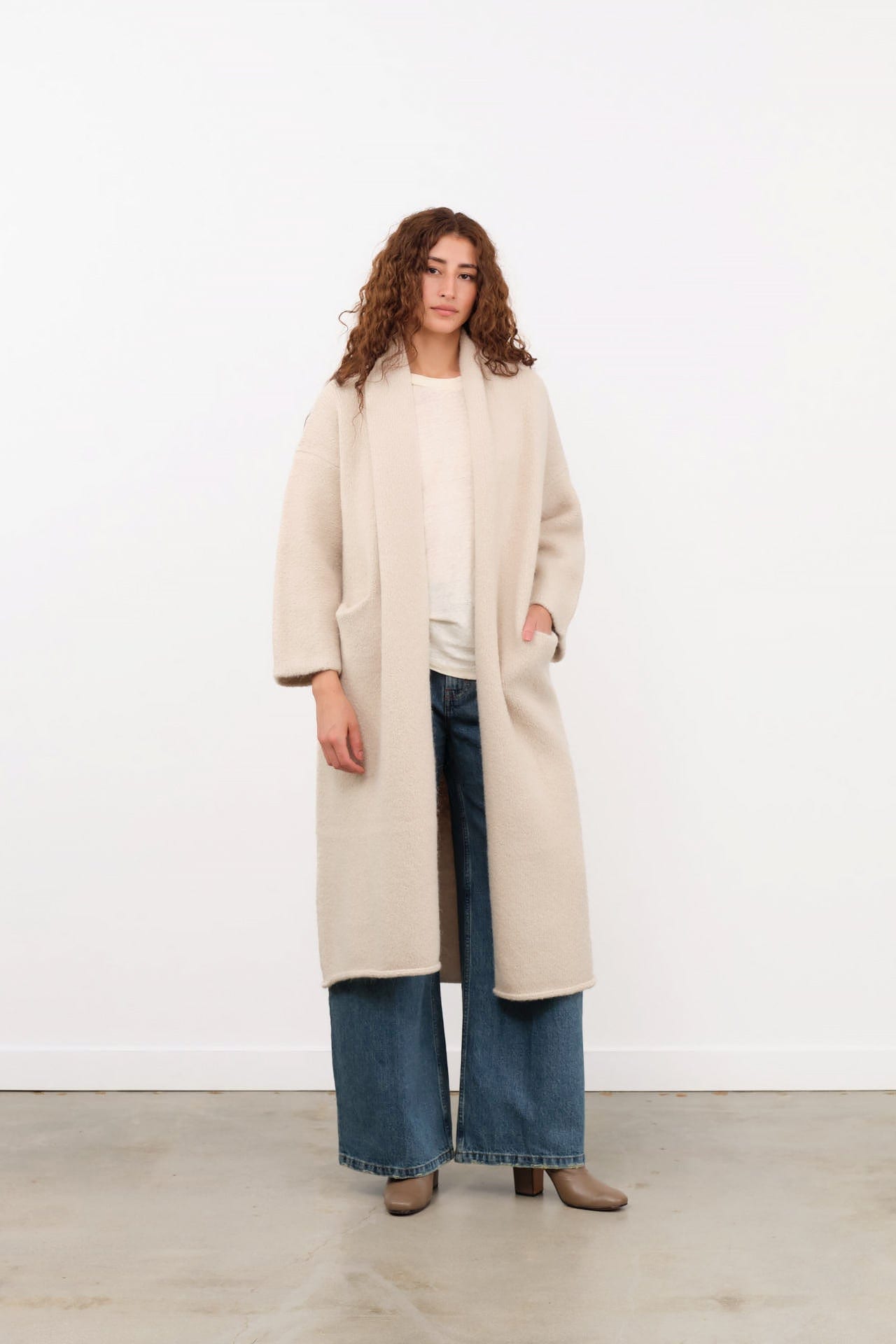 Lauren Manoogian Long Shawl Cardigan in Antique Melange – Cedar