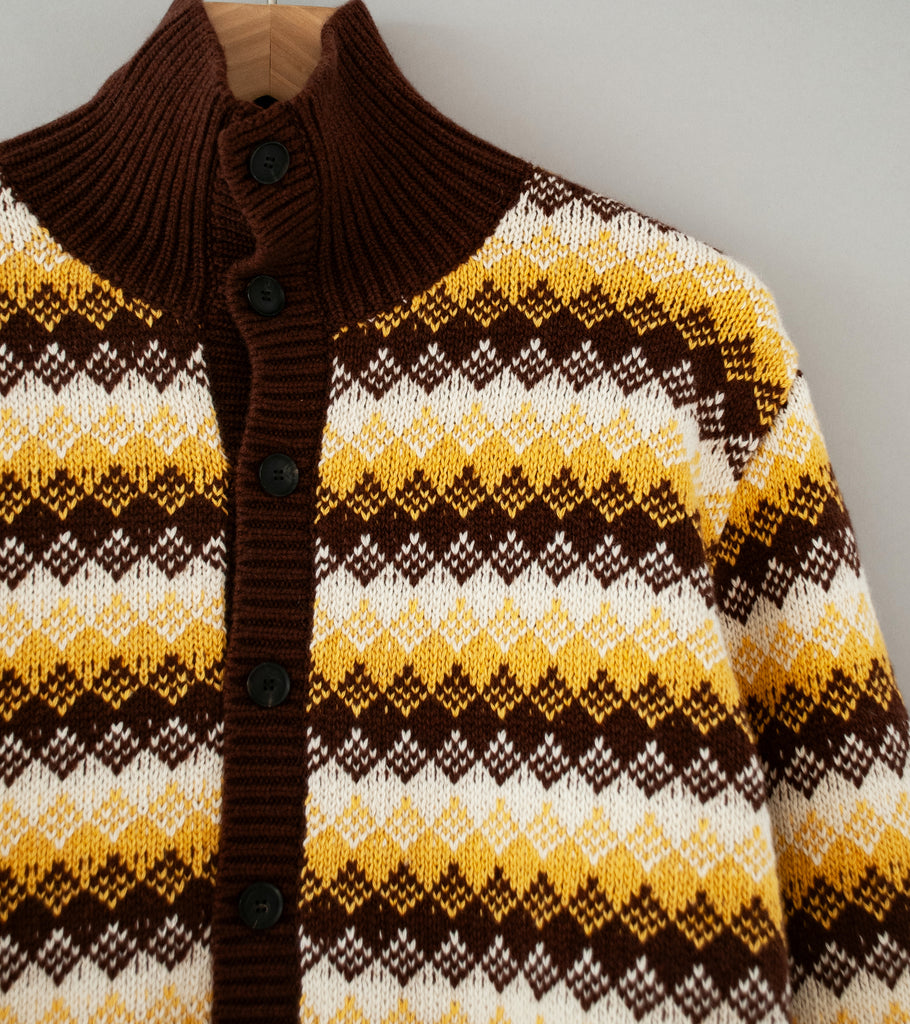 Auralee 'Cashmere Jacquard Knit High Neck Cardigan' (Burgundy