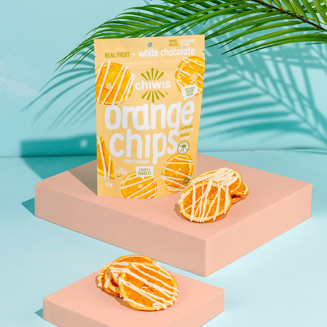 White Chocolate Drizzled Orange Chips – Chiwis