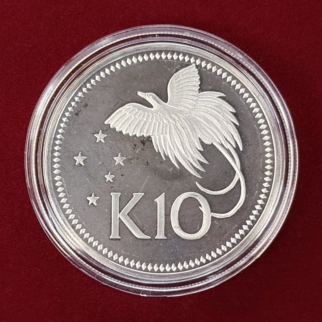 パプアニューギニア】鳥の楽園 10キナ 銀貨 プルーフ 1975［B-0000534