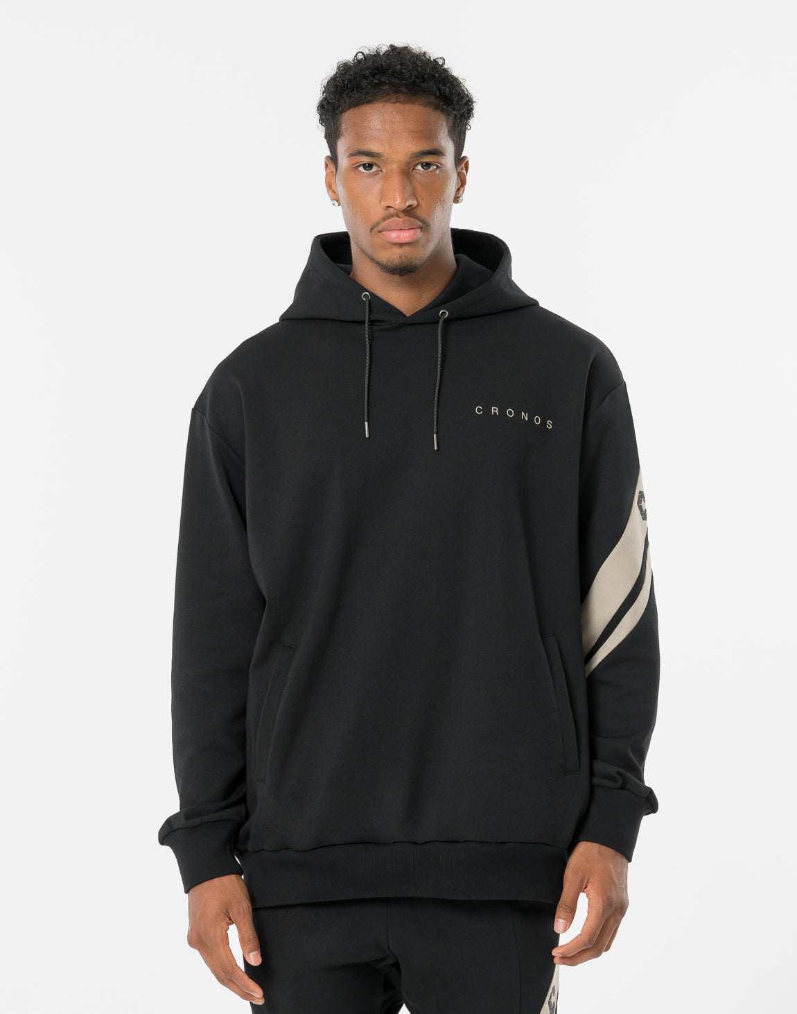 CRONOS CROSSLINE HOODIE【BLACK×GREIGE】