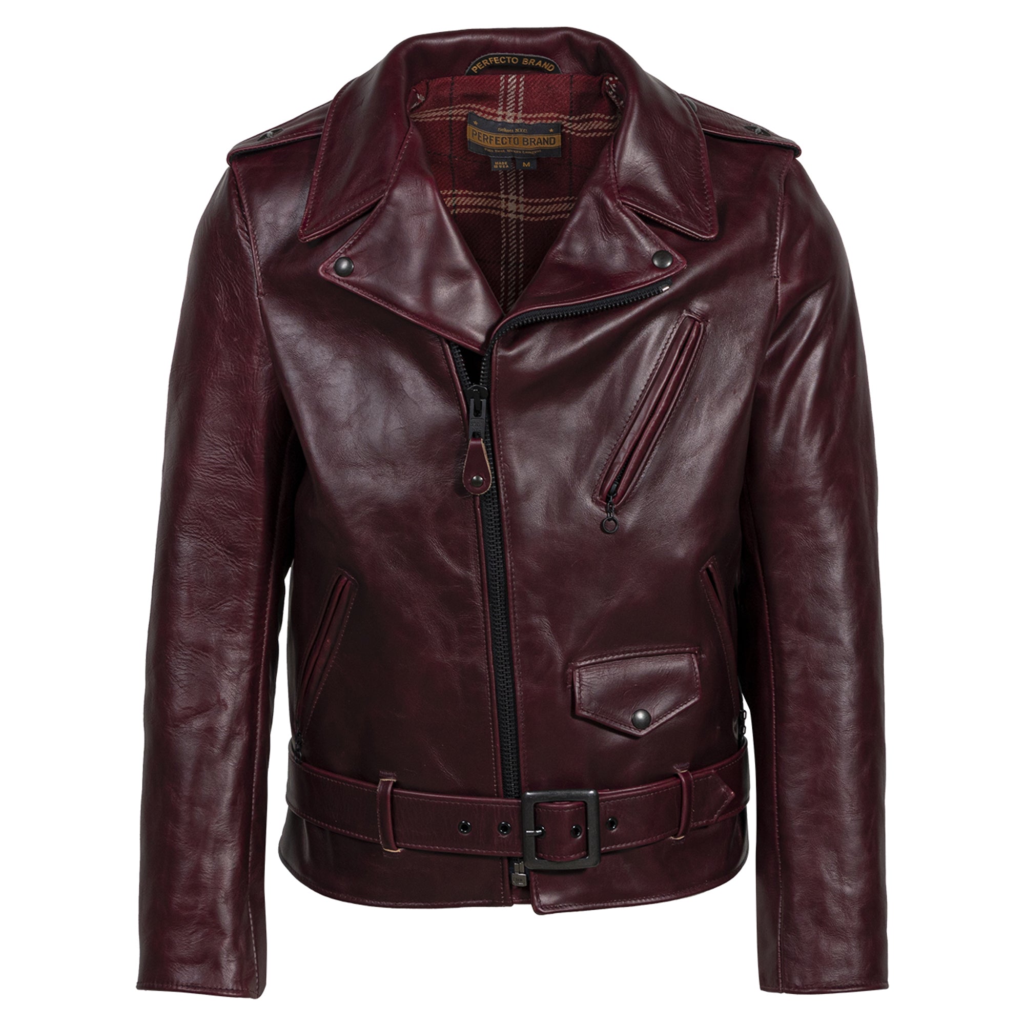 Schott P613S Men's Perfecto Steerhide Motorcycle Jacket - Burgundy