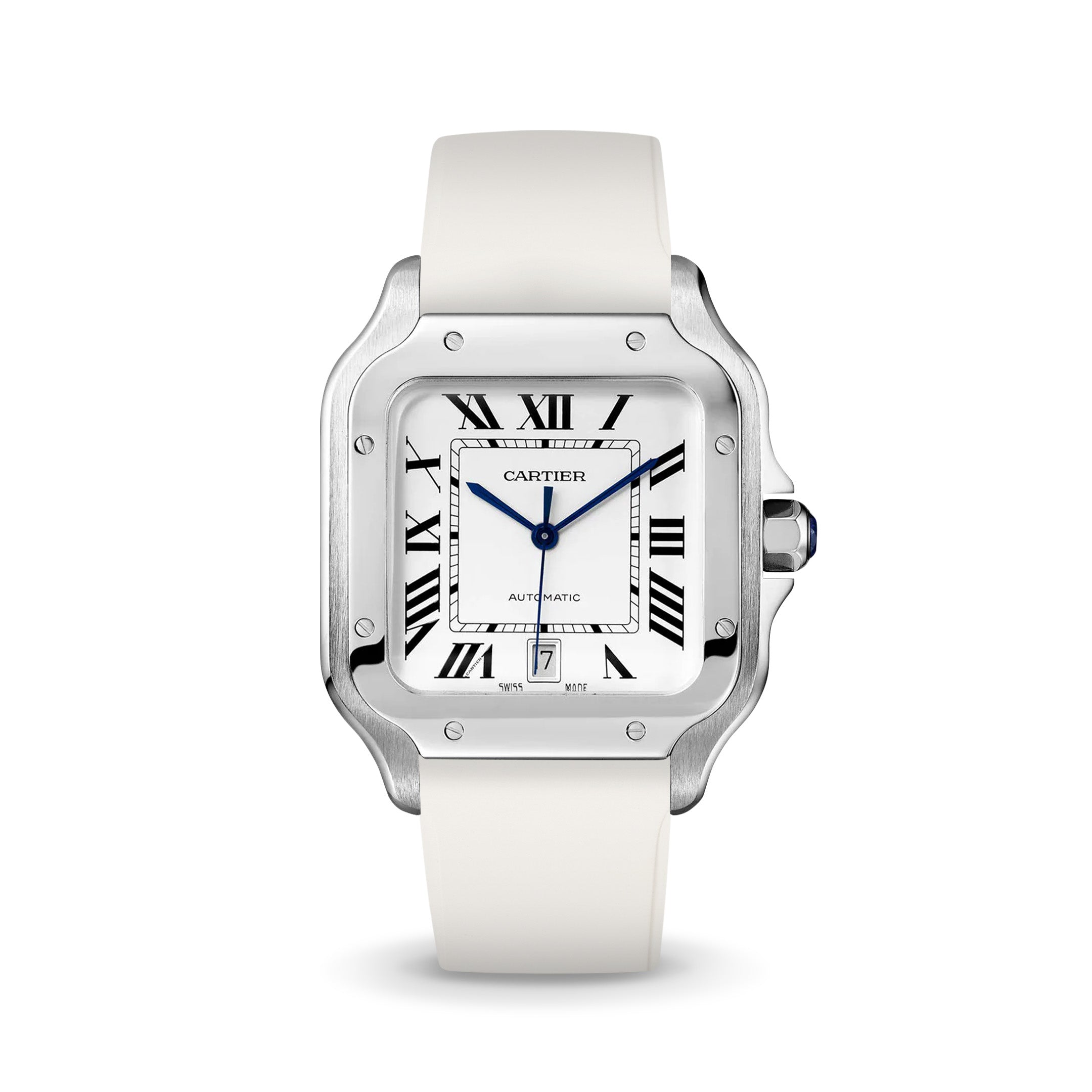 White CTS Rubber Strap for Cartier Santos de Cartier - Rubber