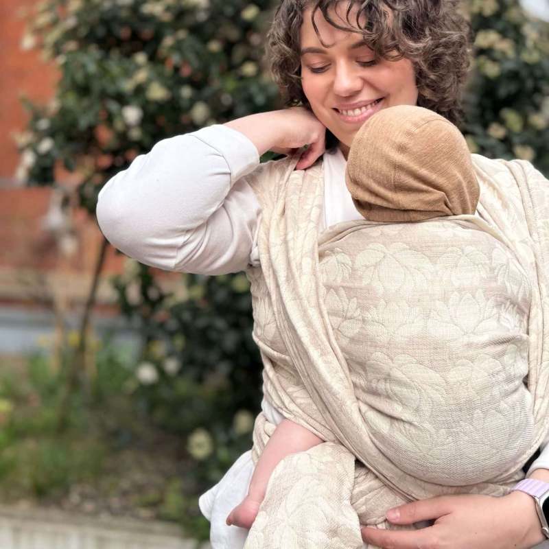 涼しくて快適な夏の抱っこに｜リネン混ベビーラップ ロトブラッシュ