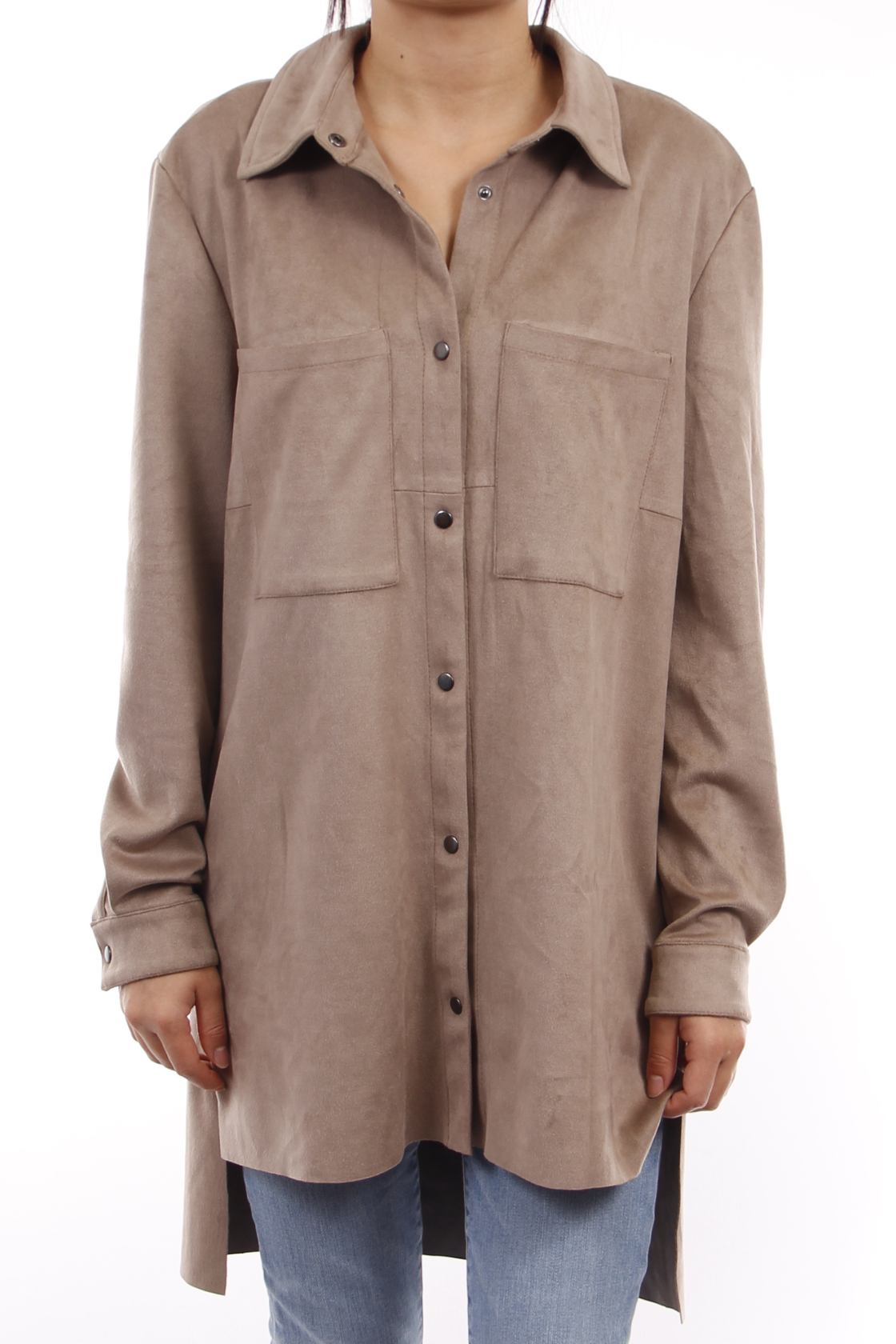 Faux Suede Button Up Shirt – Dolce Cabo