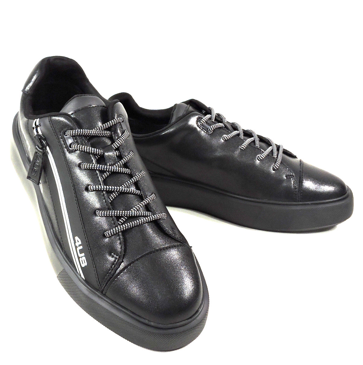 CESARE PACIOTTI 4 US 🇮🇹 MEN'S BLACK LEATHER COMFORT SNEAKERS