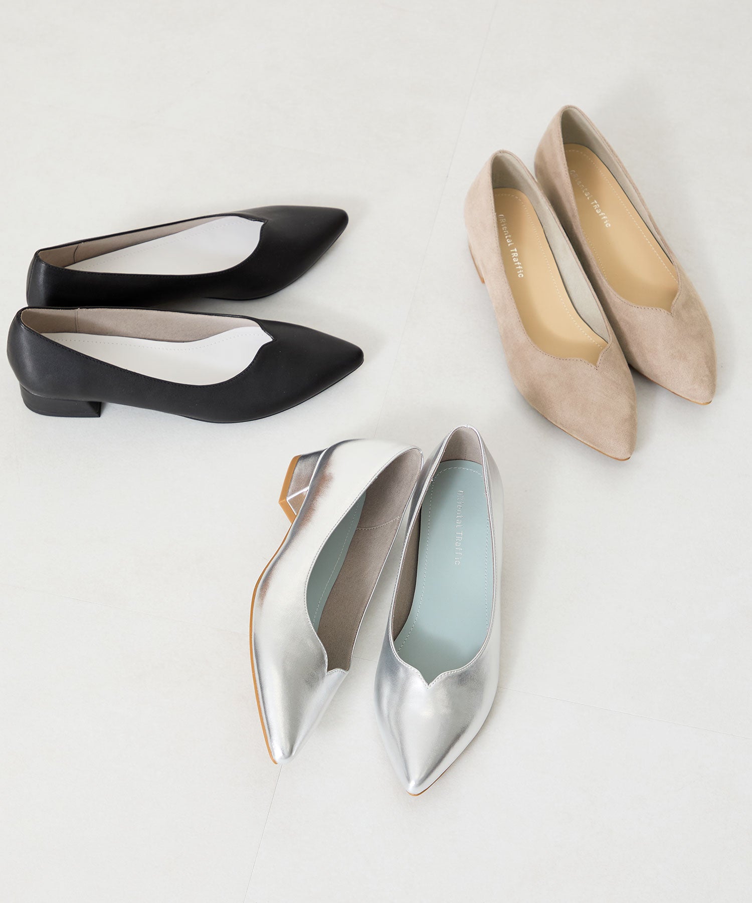 WEB限定】スリットカットポインテッドトゥヒールパンプス/55105