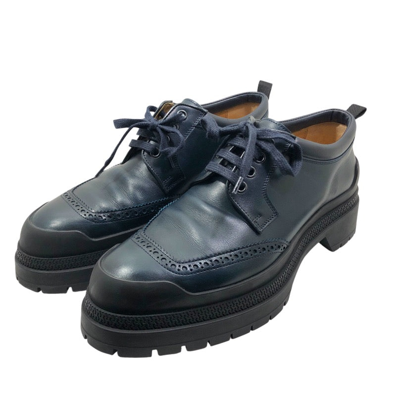 エルメス HERMES ウィングチップレザーダービーシューズ ネイビー