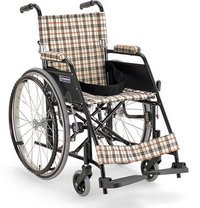 カワムラサイクル 車椅子 KLシリーズ KL22-38 ブラウンチェック 座幅