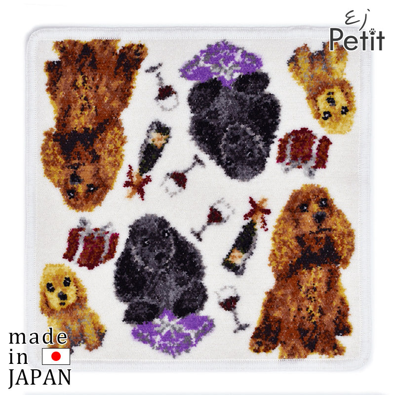 日本製 犬猫柄 アメリカンコッカー 23cm 綿100% ハンカチ タオル