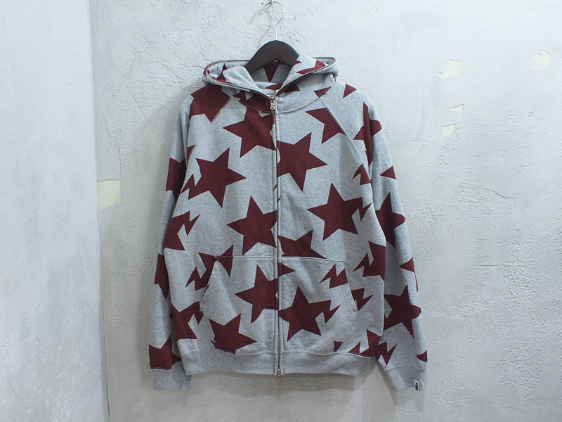A BATHING APE STA柄 ジップパーカー スタ ベイプ BAPE 星 M ア