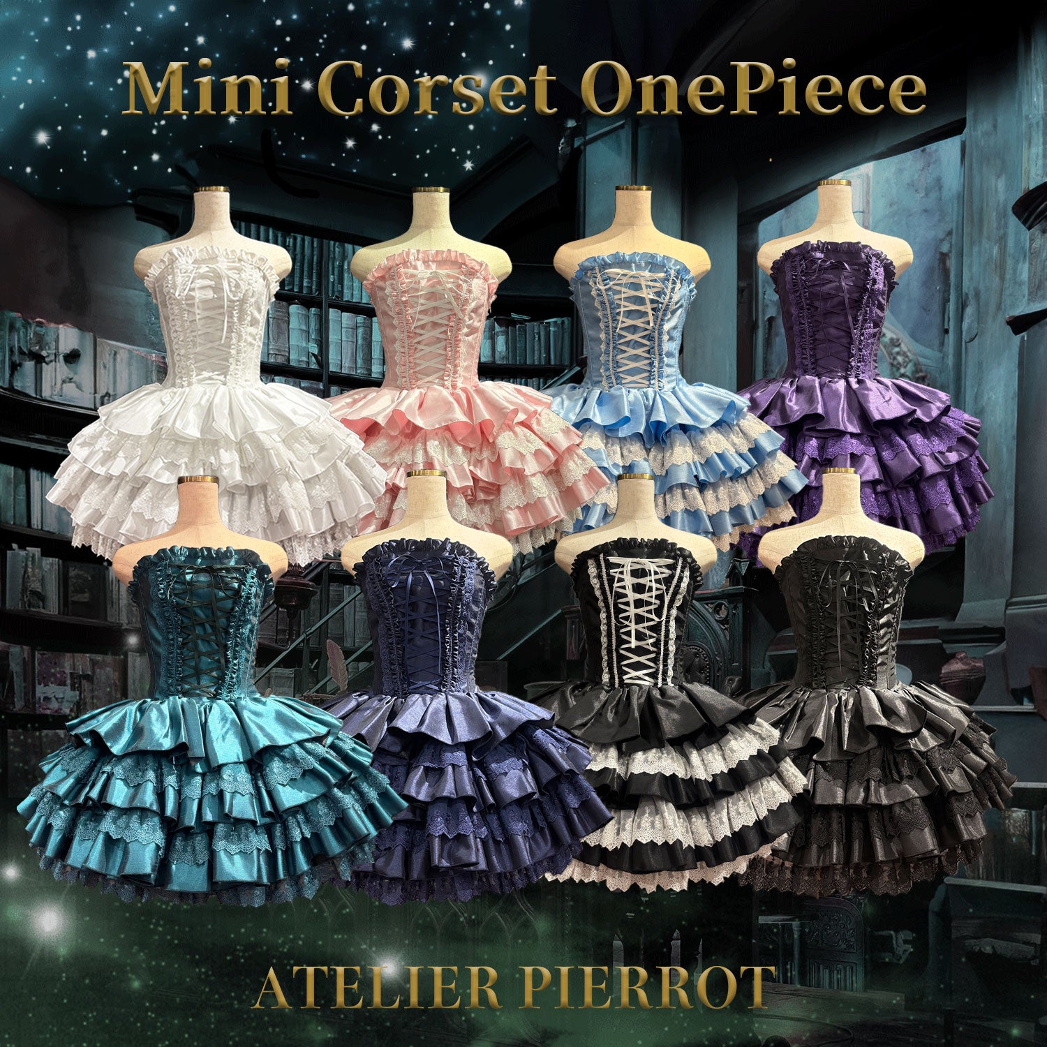 ATELIER PIERROT] Mini colset dressWhite/Pink/Saxophone/Purple