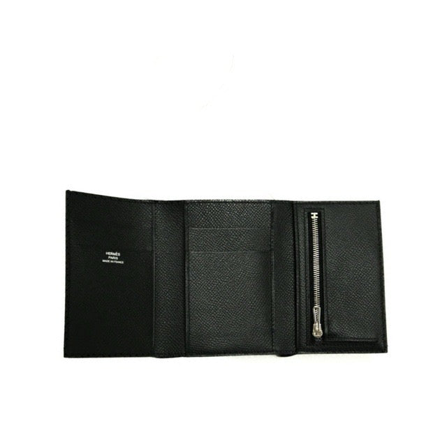 エルメス ベアン コンビネ ミニウォレット ブラック エプソン シルバー