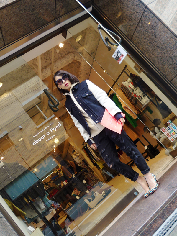 sacai luck 2014AW 袖レザースタジャン | ブランド古着 買取・販売