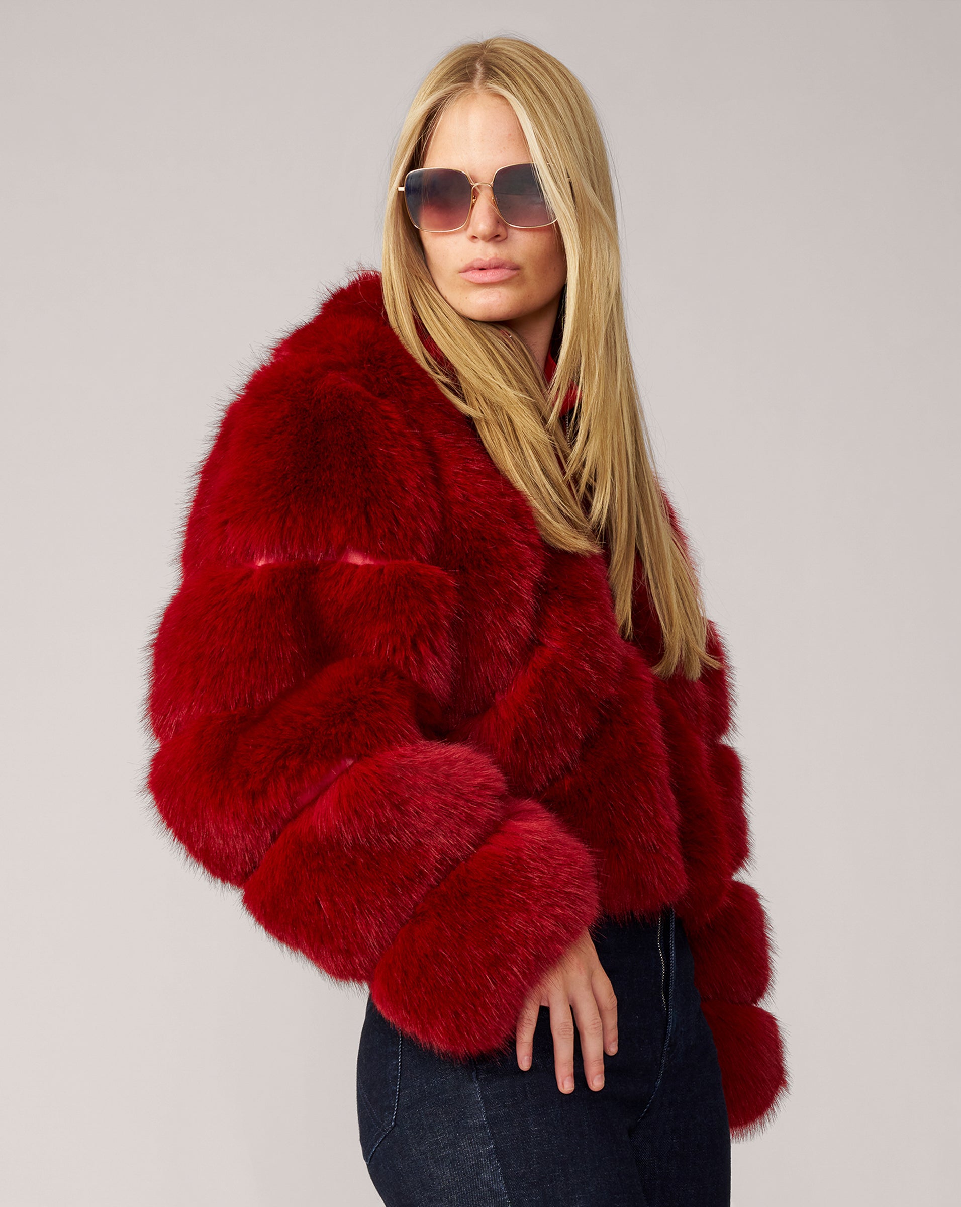 Adrienne Landau Faux Fox Fur Jacket