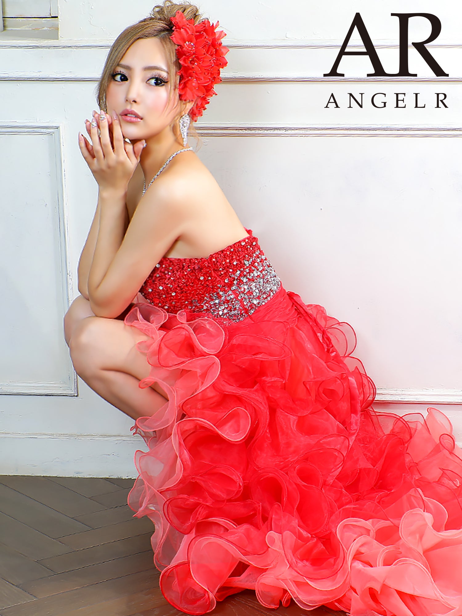 葉月芽生コラボフロントミニロングドレス]AngelR(エンジェルアール