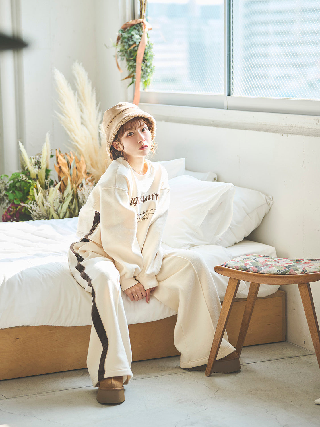 SET】サイドラインスウェットパンツセットアップ