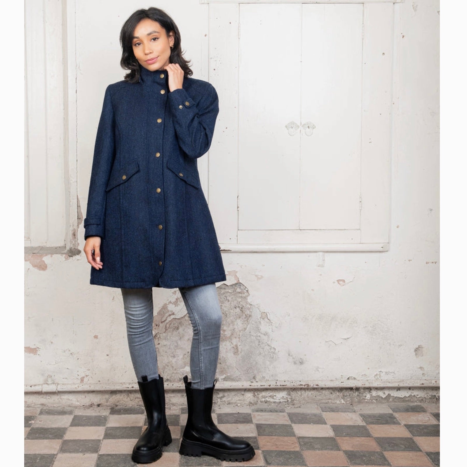 Jack Murphy Women's Abbie Tweed Coat - Navy Herringbone – Ann Marie's