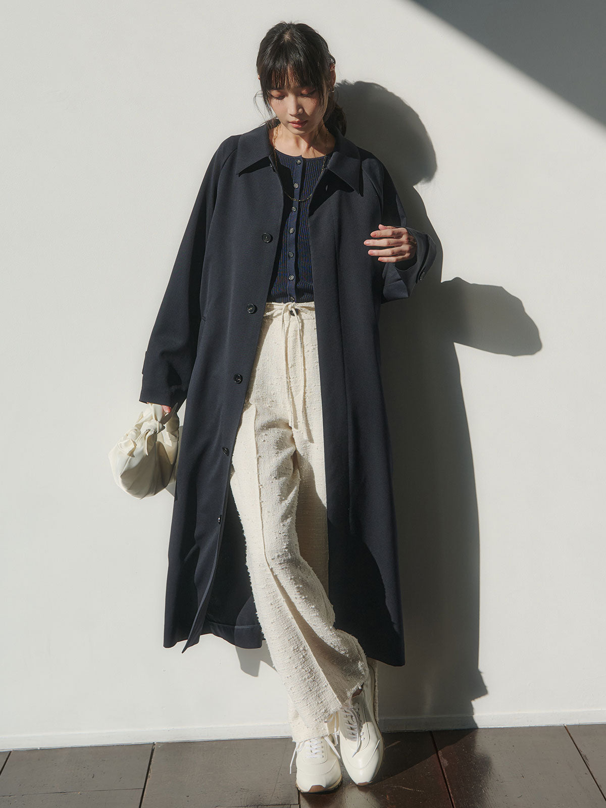 ウールステンカラーロングコート