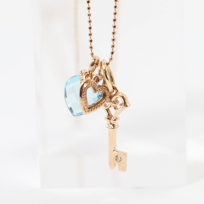 agete アガット K10ピンクゴールド キーチャーム ダイヤ0.01ct ハート