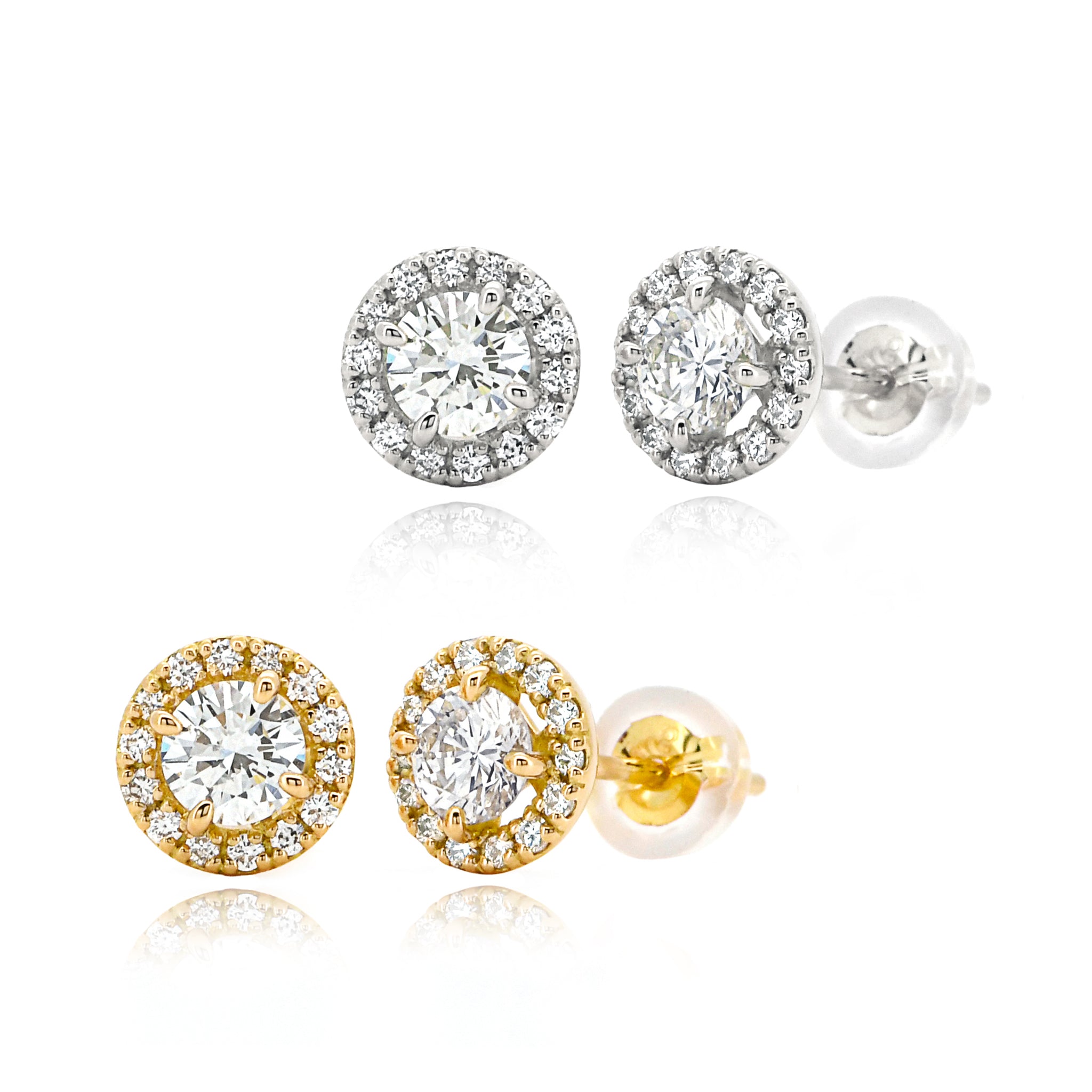 取り巻き ダイヤモンド ピアス 合計0.5ct K18YG Pt APS032C 鑑定書付き