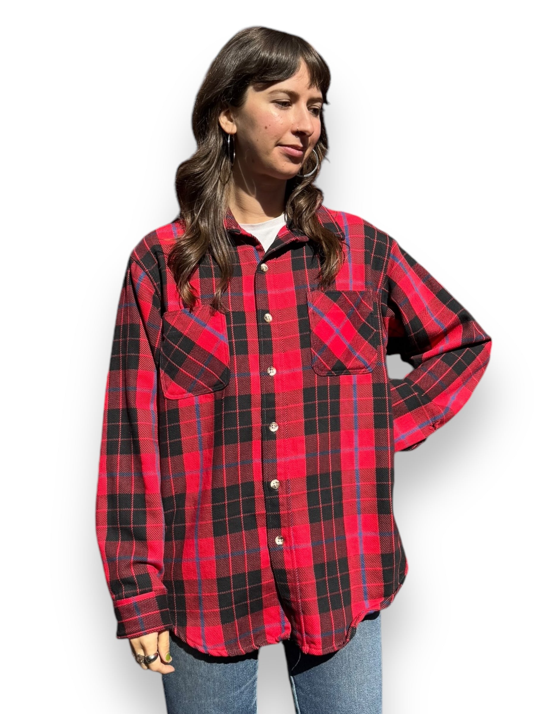 Vintage Big Mac St. John's Bay Red/Black/Blue Cotton Flannel SZ M