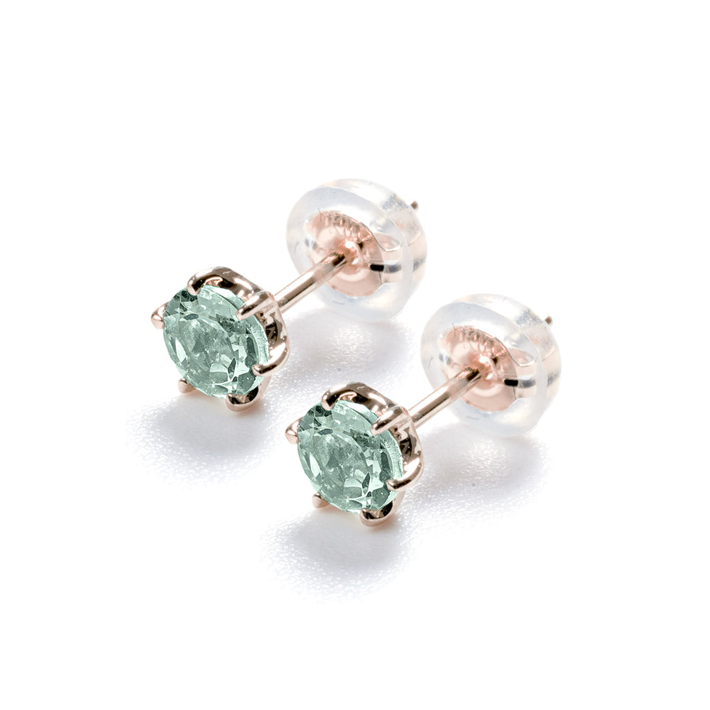 ミントガーネット 6本爪ピアス レディース K10 10金