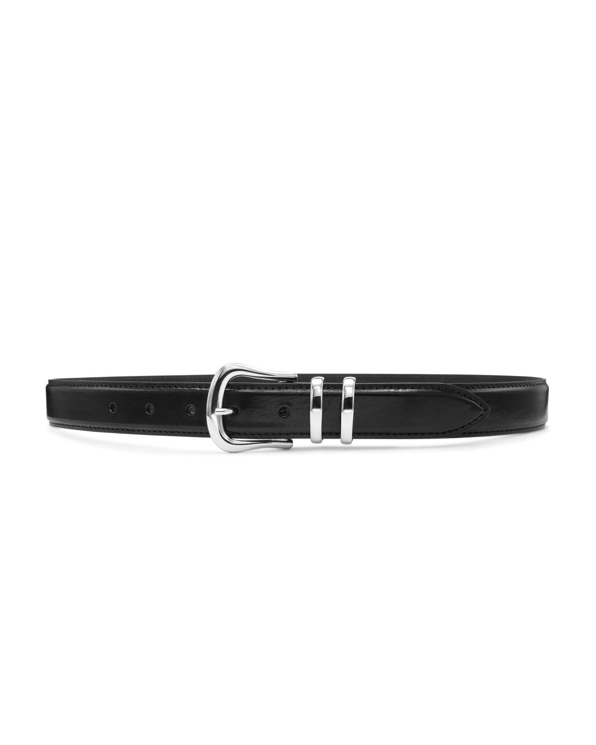 Marina II slim silver buckle waist belt | Black & Brown London