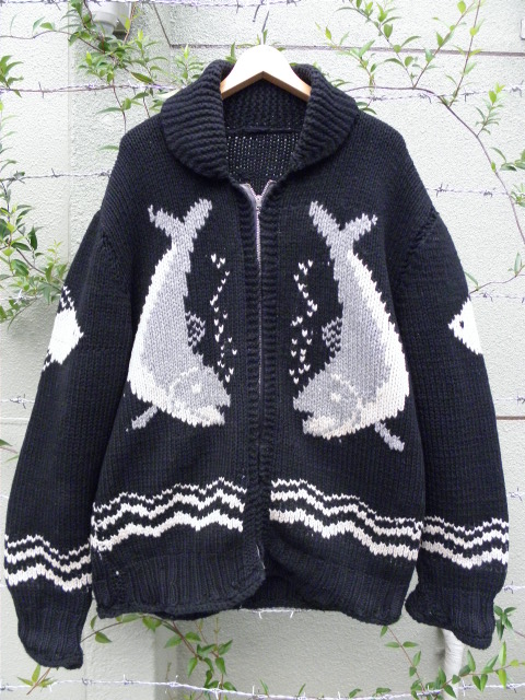 1950年代 カウチンセーター 魚柄 黒色！！ | 東京・中目黒の古着屋