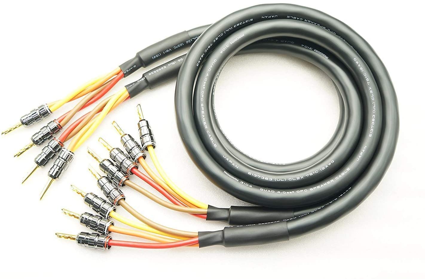 MOGAMI 3104 バイワイヤリング対応 2本セット ベリリウム銅製 金メッキ