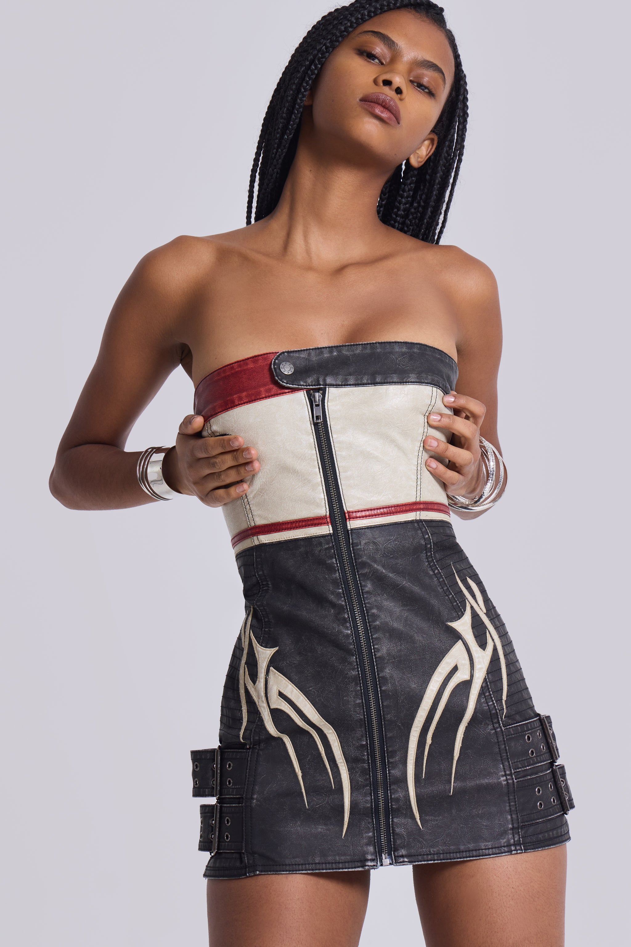 Xiva Motocross Faux Leather Dress | Jaded London | Clothing