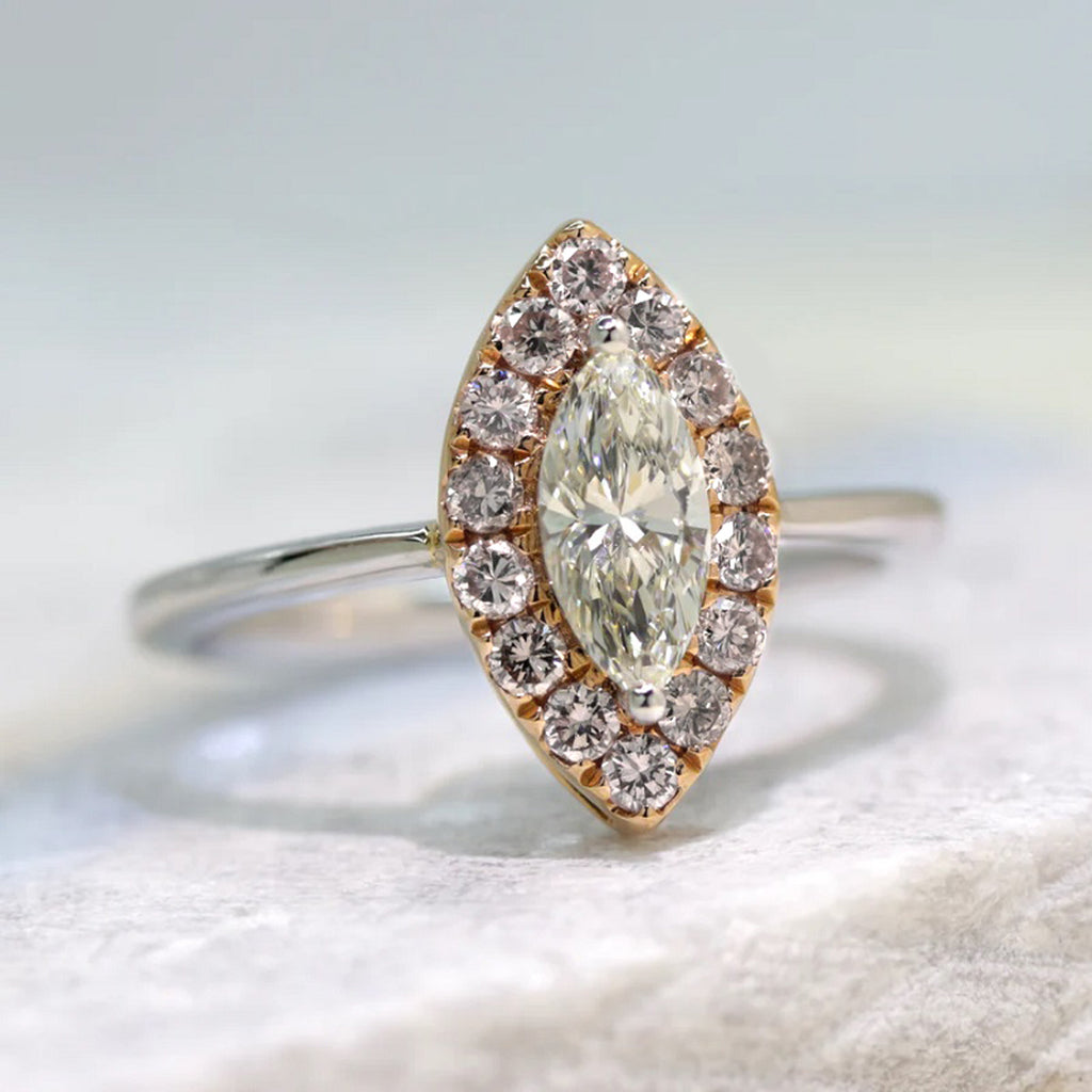 マーキスカット ダイヤモンドリング PT/PG – JaMais Jewelry